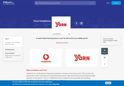 
                            6. Vodafone/Yorn - Mobile phone services | ESNcard