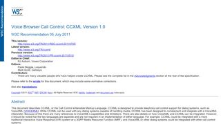 
                            7. Voice Browser Call Control: CCXML Version 1.0