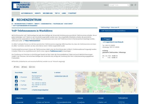 
                            5. VoIP-Telefonnummern in WueAddress - Rechenzentrum