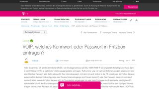 
                            7. VOIP, welches Kennwort oder Passwort in Fritzbox e... - Telekom hilft ...
