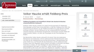 
                            11. Volker Haucke Erhält Feldberg-Preis | myScience / News / Wire ...