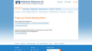 
                            10. Volksbank Altshausen eG Verteilerseite Frage Online-Banking ...