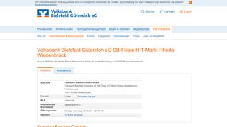 
                            10. Volksbank Bielefeld Gütersloh eG SB-Filiale HIT-Markt Rheda ...
