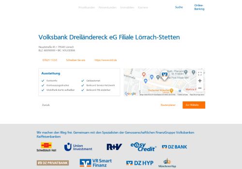
                            8. Volksbank Dreiländereck eG Filiale Lörrach-Stetten,Hauptstraße 45 ...