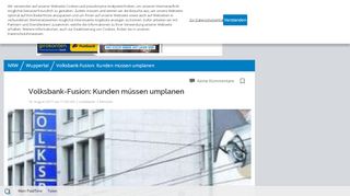 
                            11. Volksbank-Fusion: Kunden müssen umplanen - Westdeutsche Zeitung