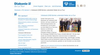 
                            13. Volksbank GHB Kärnten unterstützt Atelier de La Tour | Diakonie de ...