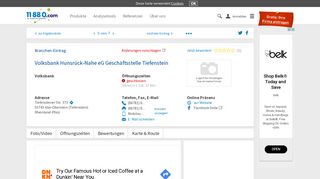 
                            11. ▷ Volksbank Hunsrück-Nahe eG Geschäftsstelle Tiefenstein | Tel ...
