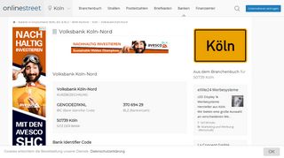 
                            11. Volksbank Köln-Nord: BIC für Bankleitzahl 37069429 - Onlinestreet