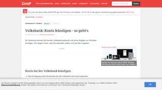 
                            7. Volksbank: Konto kündigen - so geht's - CHIP