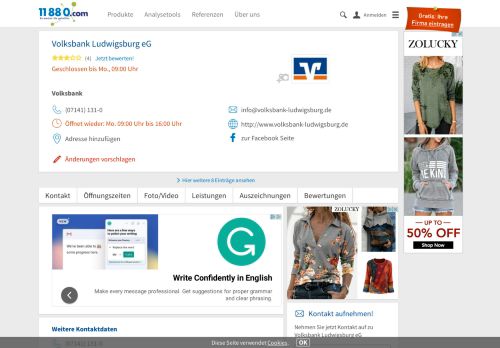 
                            8. ▷ Volksbank Ludwigsburg eG | Tel. (07141) 131... - - 11880.com