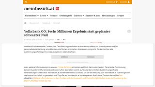 
                            6. Volksbank OÖ: Sechs Millionen Ergebnis statt geplanter schwarzer ...