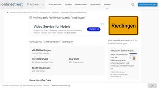 
                            7. Volksbank-Raiffeisenbank Riedlingen: BIC für Bankleitzahl 65491510