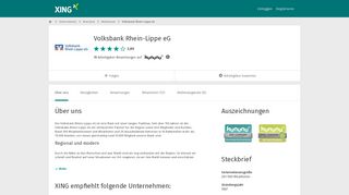 
                            6. Volksbank Rhein-Lippe eG als Arbeitgeber | XING Unternehmen