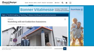 
                            11. Volksbank: Wachtberg will mit Euskirchen fusionieren | General ...