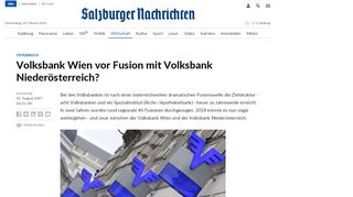 
                            8. Volksbank Wien vor Fusion mit Volksbank Niederösterreich? | SN.at