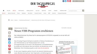 
                            11. Volkshochschule City West: Neues VHS-Programm erschienen ...