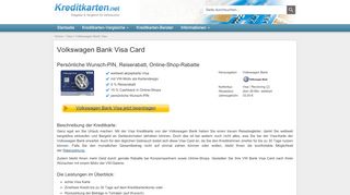 
                            10. Volkswagen Bank Visa Card - Kreditkarten.net