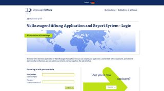 
                            10. VolkswagenStiftung Application and Report System - Login
