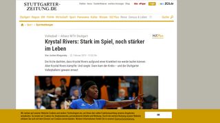 
                            3. Volleyball – Allianz MTV Stuttgart: Krystal Rivers: Stark im Spiel, noch ...