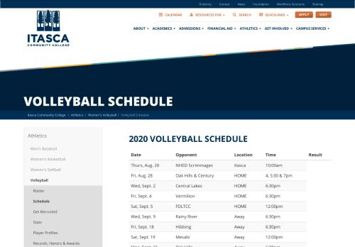 
                            11. Volleyball Schedule | Itasca Community College