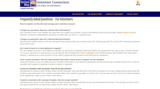 
                            12. Volunteer Connection | FAQ for Volunteers