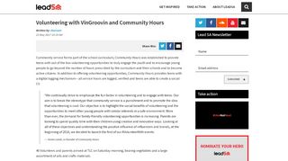 
                            2. Volunteering with VinGroovin and Community Hours - LeadSA