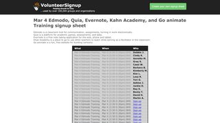 
                            13. VolunteerSignup - Online volunteer signup sheets - Mar 4 Edmodo ...