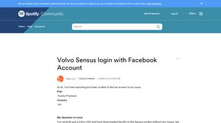 
                            10. Volvo Sensus login with Facebook Account - The Spotify Community