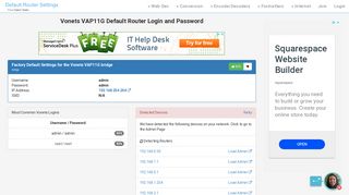 
                            5. Vonets VAP11G Default Router Login and Password - Clean CSS