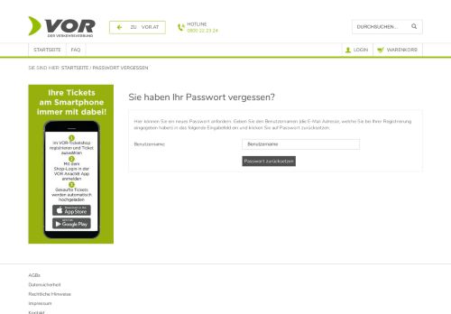 
                            12. VOR-Ticketshop - Passwort vergessen