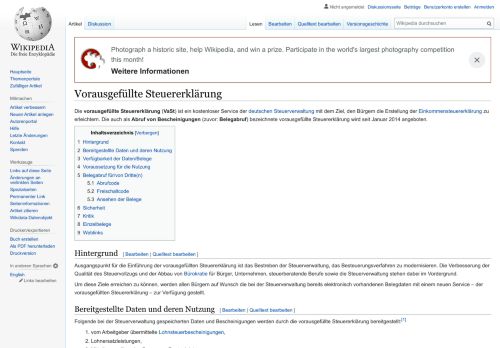 
                            13. Vorausgefüllte Steuererklärung – Wikipedia