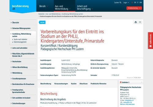 
                            9. Vorbereitungskurs für den Eintritt ins Studium an der PHLU ...