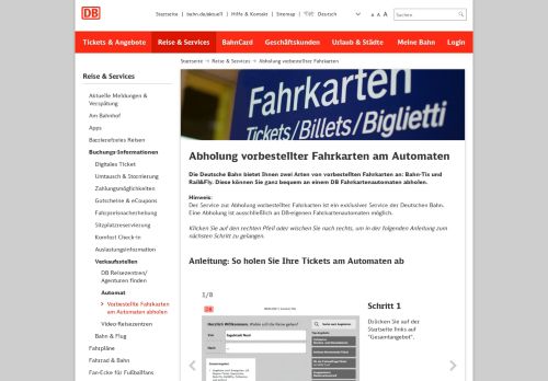
                            9. Vorbestellte Fahrkarten am Automaten abholen - Deutsche Bahn