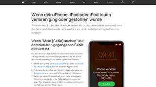 
                            1. Vorgehensweise bei Verlust oder Diebstahl Ihres iPhone, iPad oder ...