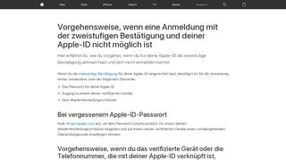 
                            2. Vorgehensweise, wenn eine Anmeldung mit der ... - Apple Support