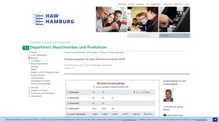 
                            2. Vorlesungsplan: Department Maschinenbau und Produktion: HAW ...