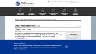 
                            2. Vorlesungsverzeichnis/LSF: Bachelor - Deutsche Sporthochschule Köln