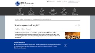 
                            11. Vorlesungsverzeichnis/LSF - Deutsche Sporthochschule Köln