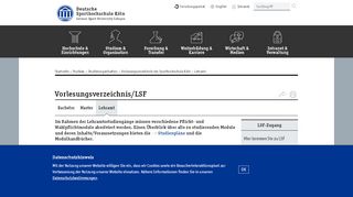 
                            3. Vorlesungsverzeichnis/LSF: Lehramt - Deutsche Sporthochschule Köln