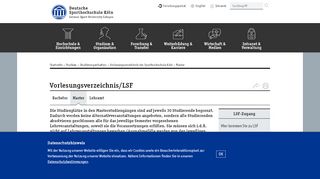 
                            4. Vorlesungsverzeichnis/LSF: Master - Deutsche Sporthochschule Köln
