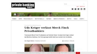 
                            8. Vorstand Kundenbetreuung: Udo Kröger verlässt Merck Finck ...