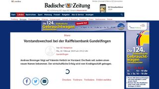 
                            10. Vorstandswechsel bei der Raiffeisenbank Gundelfingen ...
