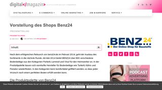 
                            13. Vorstellung des Shops Benz24 - Das digital Magazin