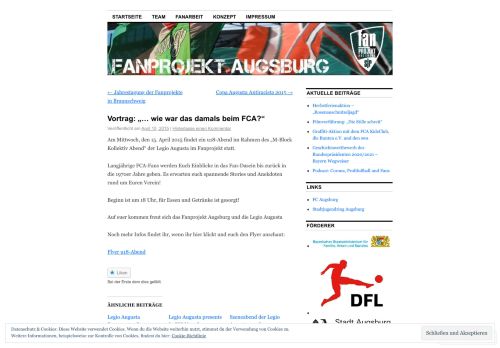 
                            6. Vortrag: „… wie war das damals beim FCA?“ | Fanprojekt Augsburg