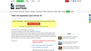 
                            7. Voter roll registration open, till Apr 7th – Citizen Matters, Bengaluru
