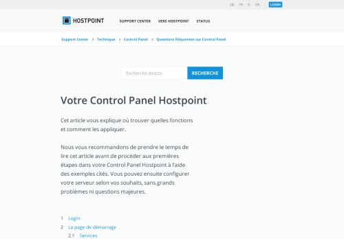 
                            4. Votre Control Panel Hostpoint - Hostpoint Support Center