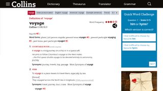 
                            11. Voyage definition and meaning | Collins English Dictionary