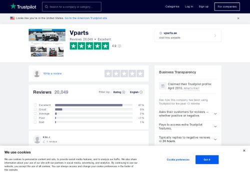 
                            3. Vparts Reviews | Read Customer Service Reviews of vparts.se
