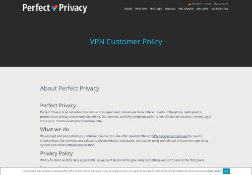 
                            9. VPN Customer Policy | Perfect Privacy