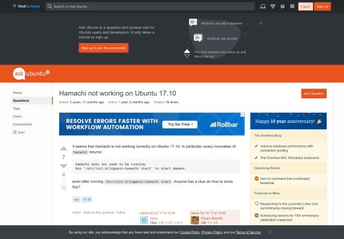 
                            9. vpn - Hamachi not working on Ubuntu 17.10 - Ask Ubuntu